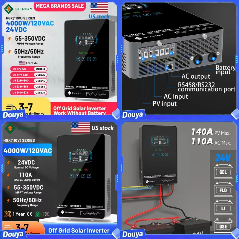 Pure Sine Wave Inverter - Sumry 4KW 120V Off Grid Solar